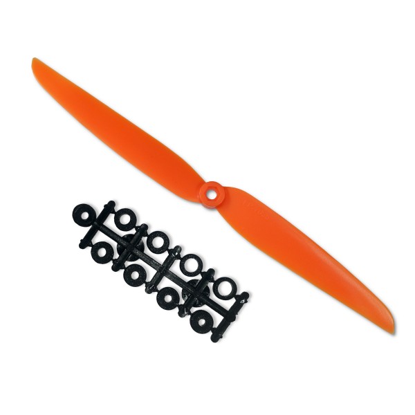7 x 3,5 Starrpropeller/Luftschraube in Orange mit Adapterset